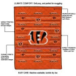 cincinnati bengals handdrawn stripes orange quilt blanket best selling