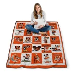 cincinnati bengals mickey pattern orange white quilt blanket best selling