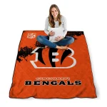 cincinnati bengals shield badge orange quilt blanket best selling