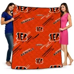 cincinnati bengals sketch lines orange quilt blanket best selling