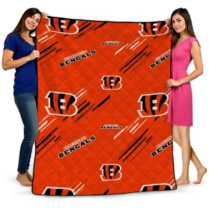 cincinnati bengals sketch lines orange quilt blanket best selling
