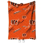 cincinnati bengals sketch lines orange quilt blanket best selling