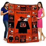 cincinnati bengals snoopy love orange quilt blanket best selling