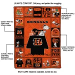 cincinnati bengals snoopy love orange quilt blanket best selling