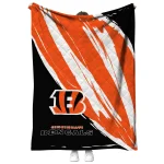 cincinnati bengals stroke art orange white quilt blanket best selling