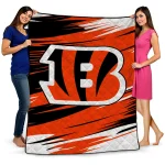 cincinnati bengals wild lines orange white quilt blanket best selling