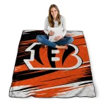 cincinnati bengals wild lines orange white quilt blanket best selling