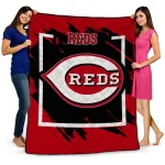 cincinnati reds block border red quilt blanket best selling