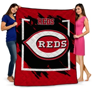cincinnati reds block border red quilt blanket best selling