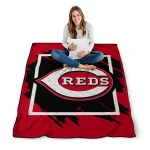 cincinnati reds block border red quilt blanket best selling