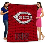 cincinnati reds brick grid red quilt blanket best selling