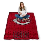 cincinnati reds brick grid red quilt blanket best selling