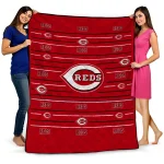cincinnati reds handdrawn stripes red quilt blanket best selling