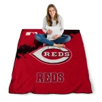 cincinnati reds league patch red quilt blanket best selling