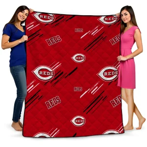 cincinnati reds sketch lines red quilt blanket best selling