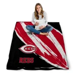 cincinnati reds stroke art red white quilt blanket best selling