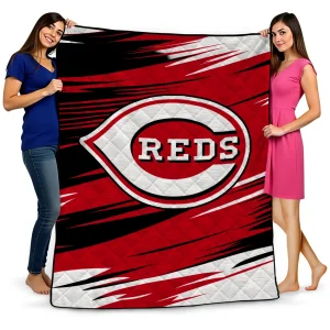 cincinnati reds wild lines red white quilt blanket best selling