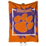 clemson tigers block border orange quilt blanket best selling