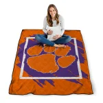 clemson tigers block border orange quilt blanket best selling