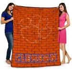 clemson tigers brick grid orange quilt blanket best selling