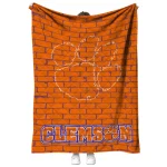 clemson tigers brick grid orange quilt blanket best selling