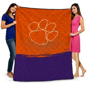 clemson tigers dot illusion orange quilt blanket best selling