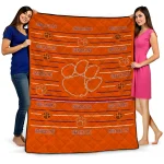 clemson tigers handdrawn stripes orange quilt blanket best selling