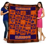 clemson tigers helmet heart orange quilt blanket best selling