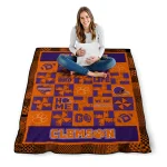 clemson tigers helmet heart orange quilt blanket best selling