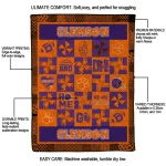 clemson tigers helmet heart orange quilt blanket best selling