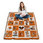 clemson tigers mickey mouse motif orange white quilt blanket best selling