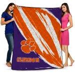 clemson tigers stroke art orange white quilt blanket best selling