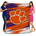 clemson tigers wild lines orange white quilt blanket best selling