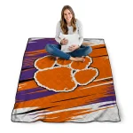 clemson tigers wild lines orange white quilt blanket best selling