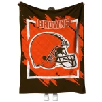 cleveland browns block border brown quilt blanket best selling