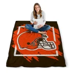 cleveland browns block border brown quilt blanket best selling