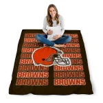 cleveland browns bold red brown quilt blanket best selling