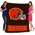 cleveland browns brick grid brown quilt blanket best selling