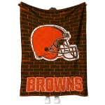cleveland browns brick grid brown quilt blanket best selling