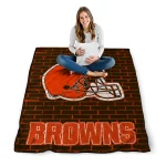 cleveland browns brick grid brown quilt blanket best selling