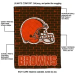 cleveland browns brick grid brown quilt blanket best selling