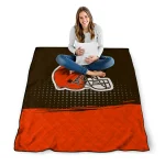 cleveland browns dot illusion brown quilt blanket best selling