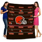 cleveland browns handdrawn stripes brown quilt blanket best selling