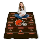 cleveland browns handdrawn stripes brown quilt blanket best selling