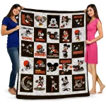 cleveland browns mickey pattern brown white quilt blanket best selling