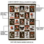 cleveland browns mickey pattern brown white quilt blanket best selling