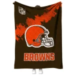 cleveland browns shield badge brown quilt blanket best selling