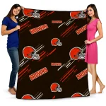 cleveland browns sketch lines brown quilt blanket best selling