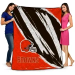 cleveland browns stroke art brown white quilt blanket best selling
