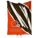 cleveland browns stroke art brown white quilt blanket best selling